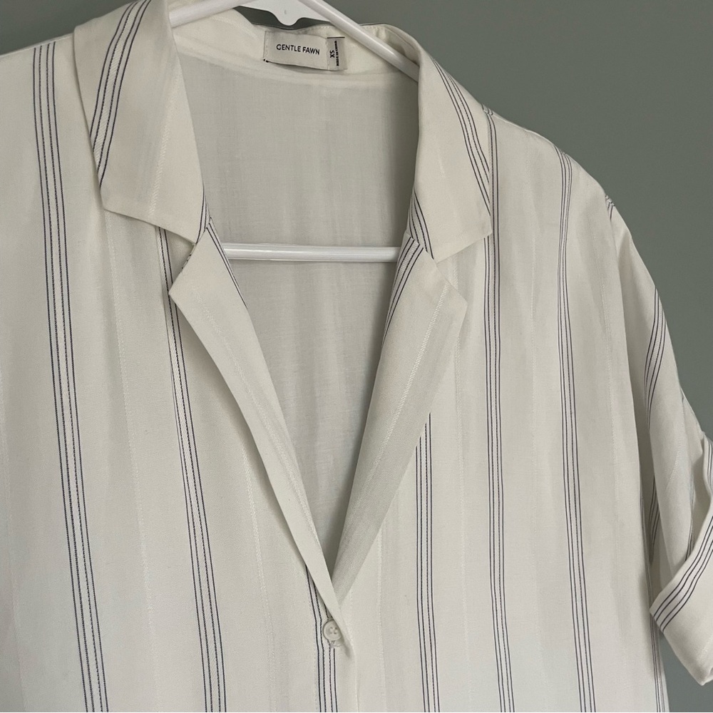 Gentle Fawn "Kaysey" Navy White Pinstripe Button Down Dress - Picture 3 of 14